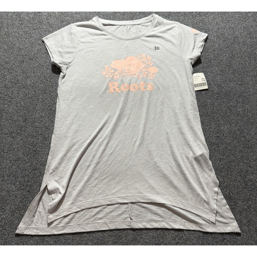 New Roots Canada Lola Active Swing T-shirt XXL Top Short Sleeve Gray‎ Pink